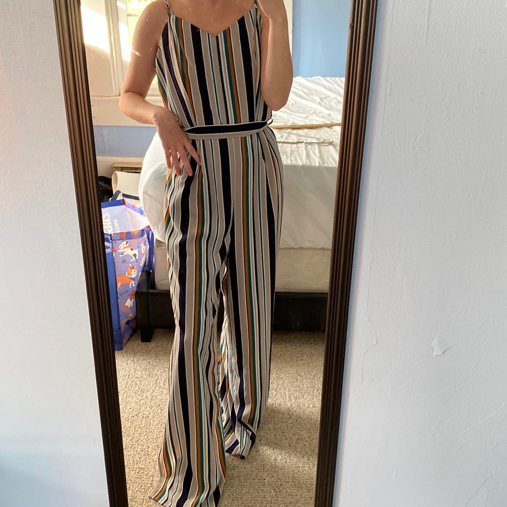Monteau Multi Color Striped Jumpsuit